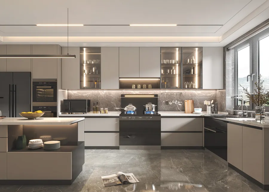 Taupe Island Kitchen kitchen cabinetry design reference