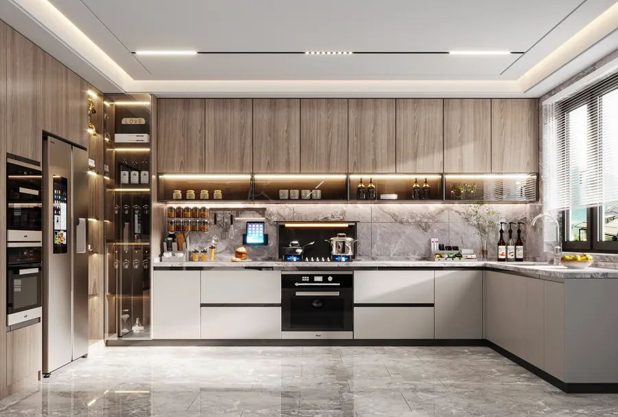 Linear Woodgrain Kitchen kitchen cabinetry design reference